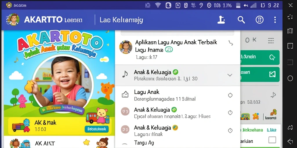Tampilan antarmuka AKARTOTO yang colorful dan interaktif untuk Lagu Anak.