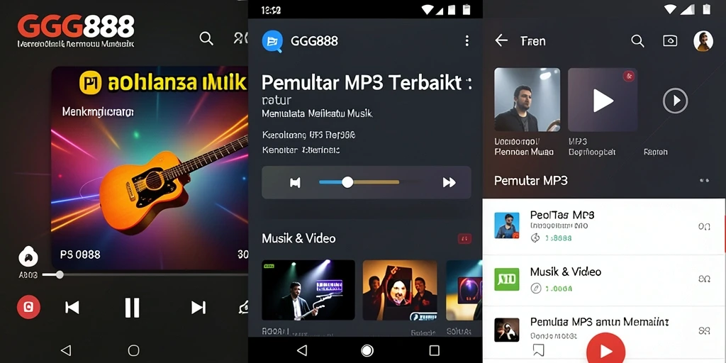 Tampilan antarmuka GGG888 untuk pemutar MP3 yang menarik dan mudah digunakan.