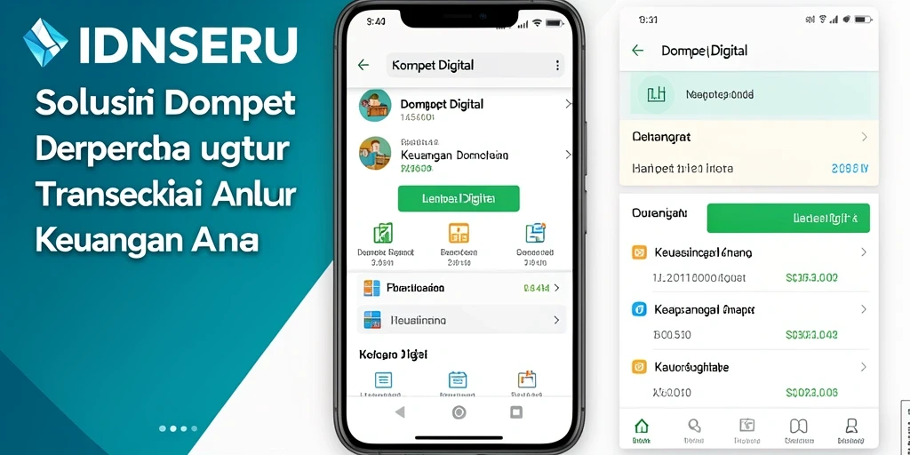 Screenshot antarmuka utama IDNSERU yang menampilkan fungsi Dompet Digital.