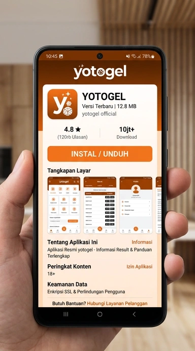 Tampilan halaman APK yotogel